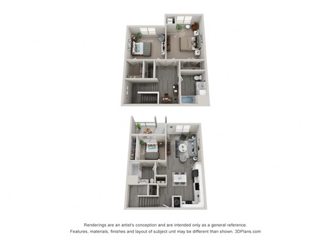 Floor plan for 3 beds, 2 baths, 1616 sqft